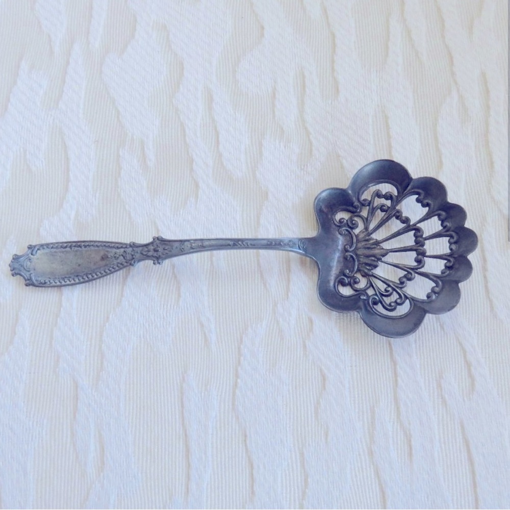 1800s RARE Antique Fancy STERLING BonBon Spoon Pierced Bowl Strasbourg by Gorham